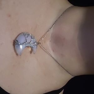 Tree Of Life Natural Clear Moon Pendant Reiki